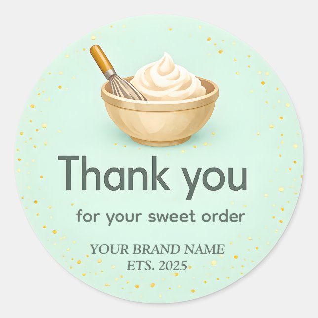 Bakery Thank You Sticker Custom Mint Green Design (Front)