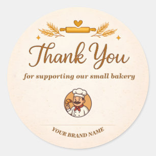 Bakery Thank You Sticker - Custom Rustic Design