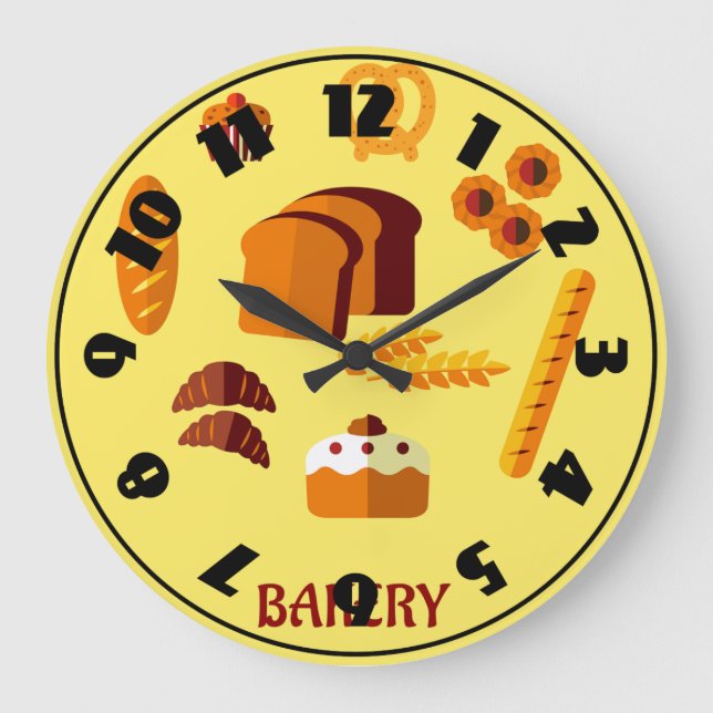 Bakery Themed Bread Pastries and Sweets  Large Clock (Front)