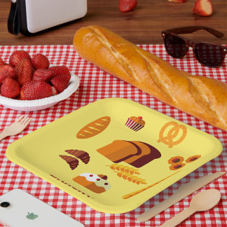 Bakery Themed Bread Pastries and Sweets  Paper Plates