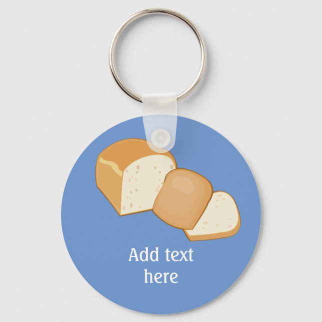Bakery themed cut bread loaf with your text keychain (Front)