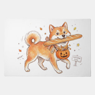 Bakery Thief Shiba Inu - Cute Dog carrying French Doormat