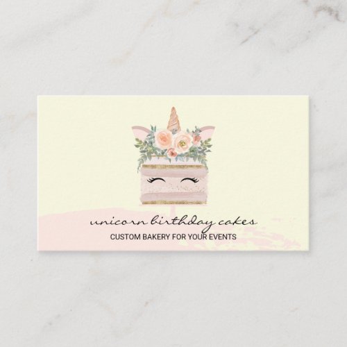 Bakery Unicorn Cake beige vanilla cream Business Card