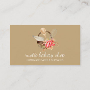 Bakery Utensils with Rustic Basket brown Business Card