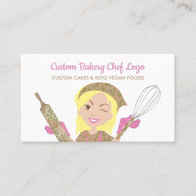 Bakery Vegetarian Restaurant Woman Chef Boss Business Card (Front)