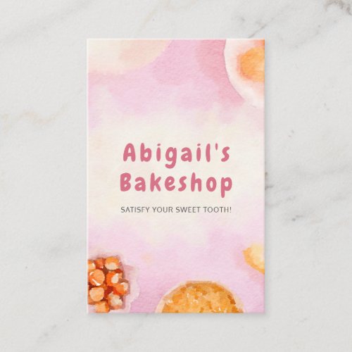 Bakery Vertical Business Card _ Cute Pink Pastel