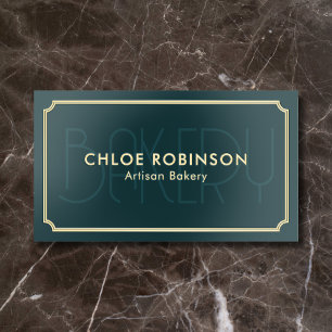 Bakery Vintage Luxury QR Code Teal Foil Business Cards