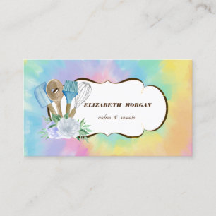 Bakery Watercolor Bakery Pastry Hand Tool Tie Dye Business Card