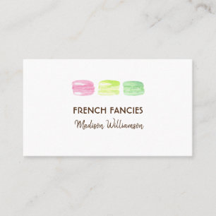 Bakery Watercolor French Macaroon Business Card