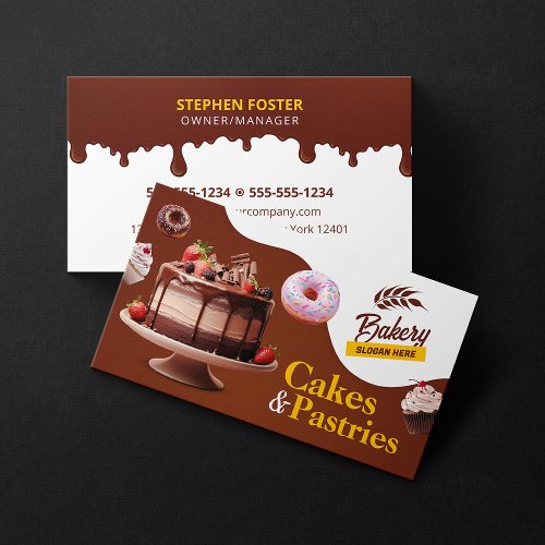 Bakery Wedding Birthday  Anniversary Cake Pastry Business Card