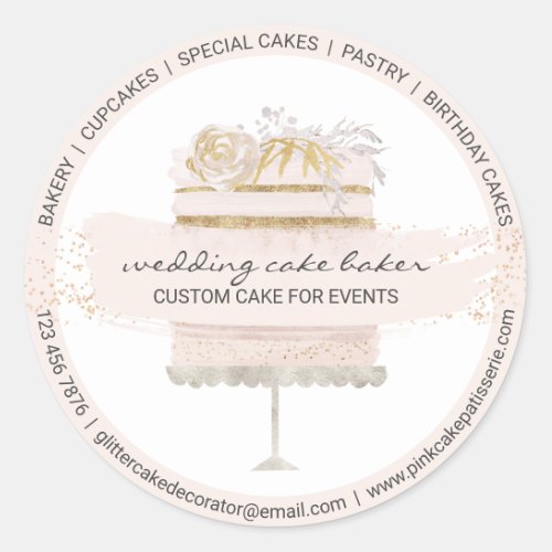 Bakery Wedding Cake Decor Classic Round Sticker