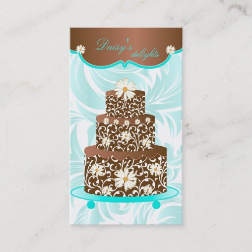 Bakery Wedding Cake Pastry Chef Chocolate Daisy Business Card Template