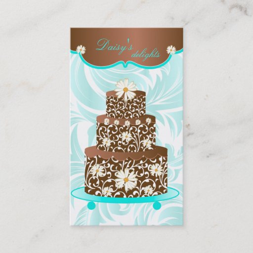 Customizable Bakery Wedding Cake Pastry Chef Chocolate Daisy Business Card Template