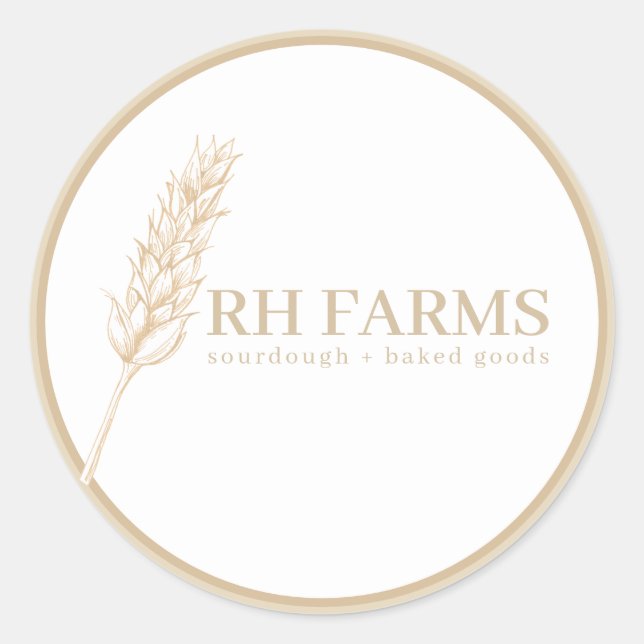 Bakery Wheat Stalk Personalized Classic Round Sticker (Front)