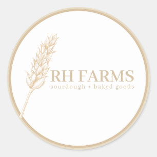 Bakery Wheat Stalk Personalized Classic Round Sticker