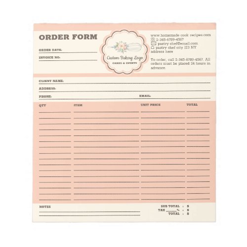 Bakery Whisk Order Form Notepad