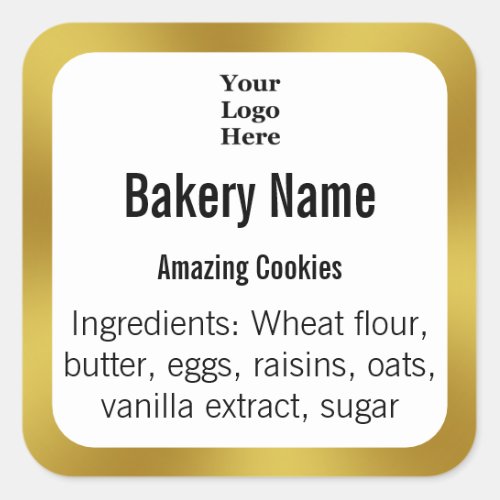 Bakery White  Gold Ingredient Logo Product Label