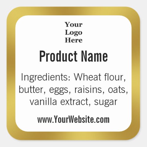 Bakery White  Gold Ingredients Logo Product Label