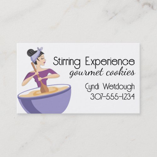 Bakery woman baking mixing bowl business cards