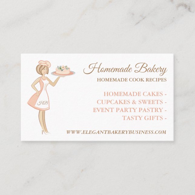 Bakery Woman Cake Service Business Card (Front)