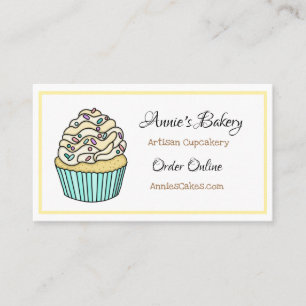 Bakery Yellow Sprinkled Cupcake Business Card