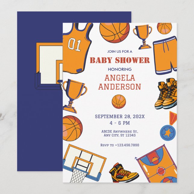 Baketball baby shower invitation (Front/Back)