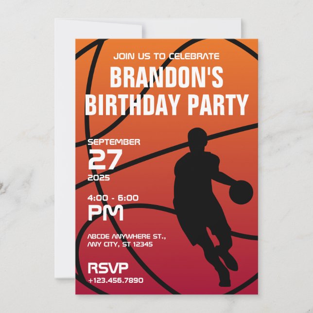 Baketball modern birthday  invitation (Front)