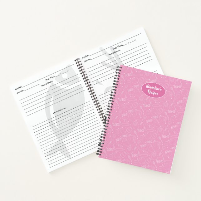 Bakeware Pastry Utensil Pink Seamless Pattern  Notebook (Inside)