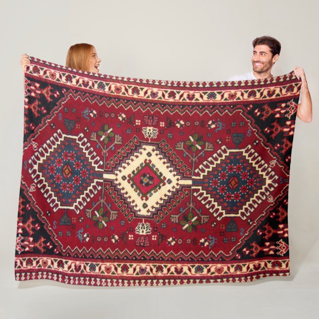 Bakhshaish Azerbaijan Northwest Persian Carpet Pri Fleece Blanket (In Situ)