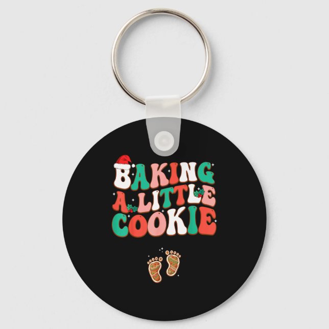 Baking A Little Cookie Cute Christmas Pregnancy An Keychain (Front)