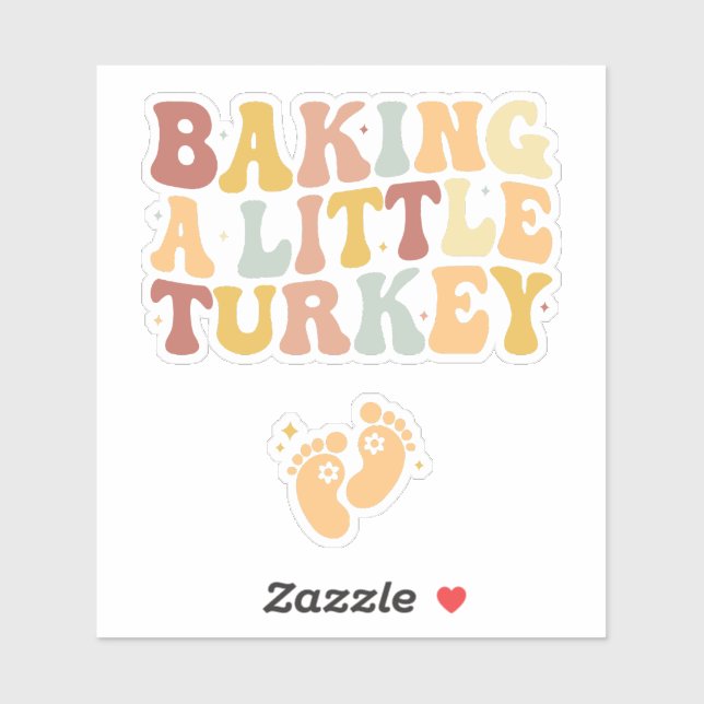 Baking a little turkey cute pregnancy announcement sticker (Sheet)