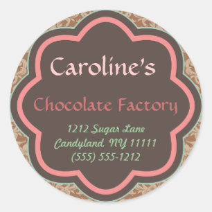 Baking and Bakery Boutique, Chocolate Factory Classic Round Sticker