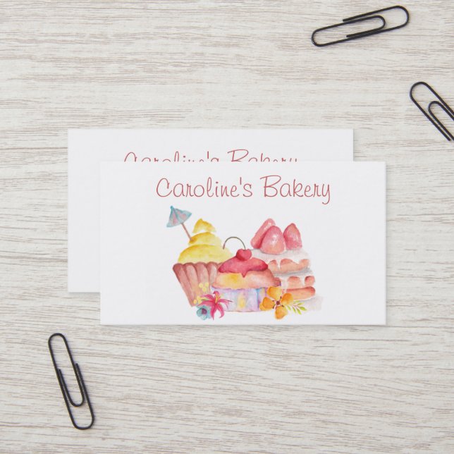 Baking and Bakery Boutique, Cupcakes & Pastries Business Card (Front/Back In Situ)