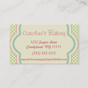 Baking and Bakery Boutique, Green Polka Dot Business Card