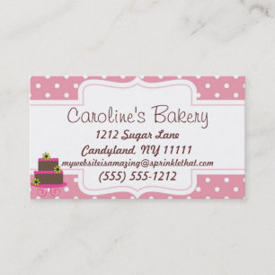 Baking and Bakery Boutique, Pink Polka Dot Business Card