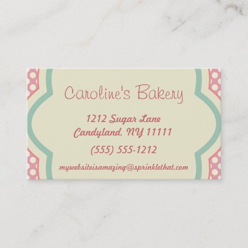Customizable Baking and Bakery Boutique, Pink Polka Dot Business Cards