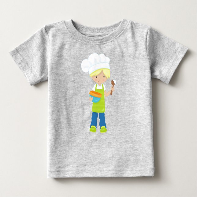 Baking, Baker, Bakery, Apron, Cute Boy, Blond Hair Baby T-Shirt (Front)