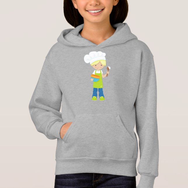 Baking, Baker, Bakery, Apron, Cute Boy, Blond Hair Hoodie (Front)