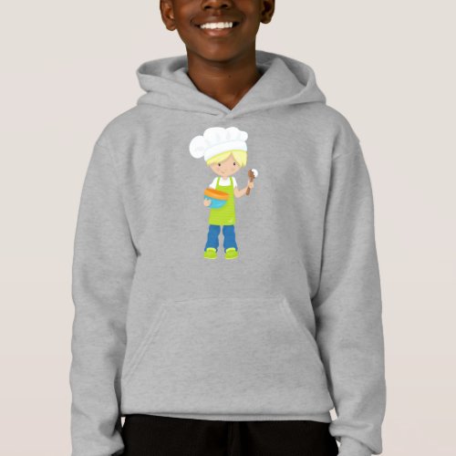 Baking Baker Bakery Apron Cute Boy Blond Hair Hoodie