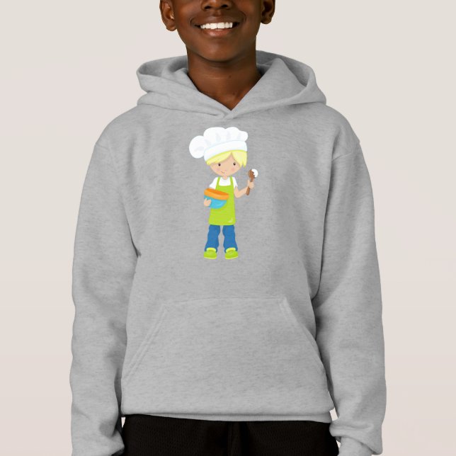 Baking, Baker, Bakery, Apron, Cute Boy, Blond Hair Hoodie (Front)