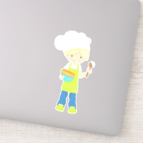 Baking Baker Bakery Apron Cute Boy Blond Hair Sticker