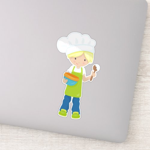 Baking Baker Bakery Apron Cute Boy Blond Hair Sticker