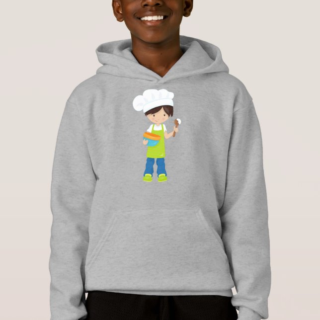 Baking, Baker, Bakery, Apron, Cute Boy, Brown Hair Hoodie (Front)