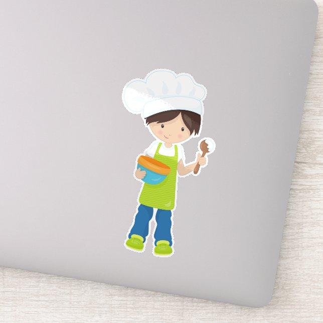 Baking, Baker, Bakery, Apron, Cute Boy, Brown Hair Sticker (Detail)