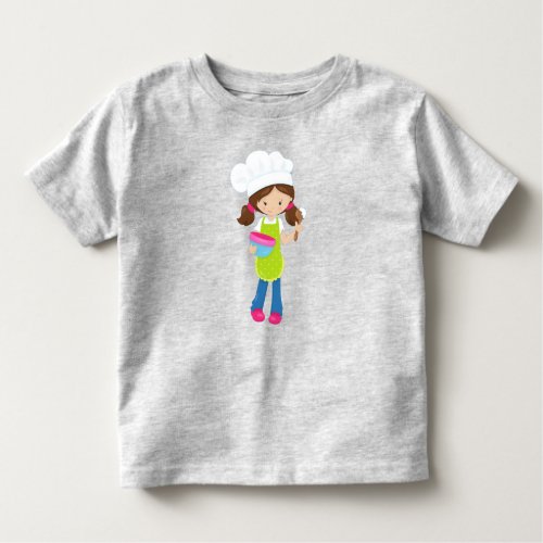 Baking Baker Bakery Cute Girl Brown Hair Toddler T_shirt