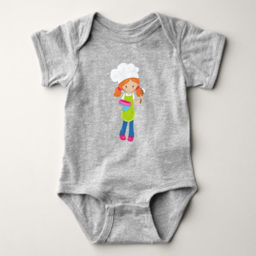 Baking Baker Bakery Cute Girl Orange Hair Baby Bodysuit