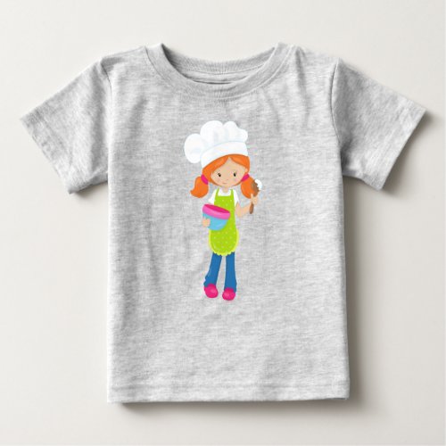 Baking Baker Bakery Cute Girl Orange Hair Baby T_Shirt