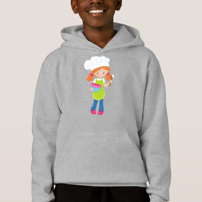 Baking, Baker, Bakery, Cute Girl, Orange Hair Hoodie (Front)