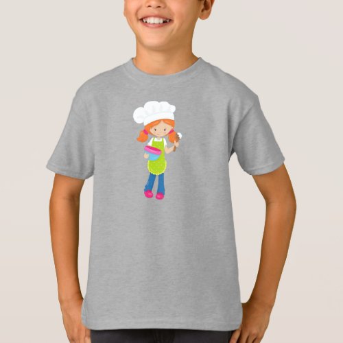 Baking Baker Bakery Cute Girl Orange Hair T_Shirt