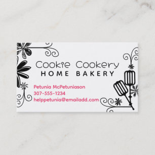 baking baker beaters utensils flowers business car business card